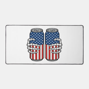 Vintage Patriotic Skeleton Hands Holding Cans Vect Desk Mat
