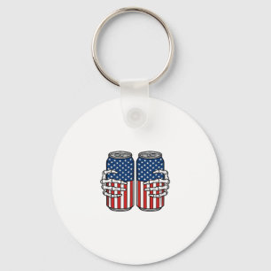 Vintage Patriotic Skeleton Hands Holding Cans Vect Key Ring