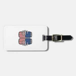 Vintage Patriotic Skeleton Hands Holding Cans Vect Luggage Tag