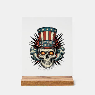 Vintage Patriotic Skull Top Hat T-Shirt Design_1 Acrylic Sign