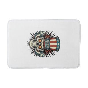 Vintage Patriotic Skull Top Hat T-Shirt Design_1 Bath Mat