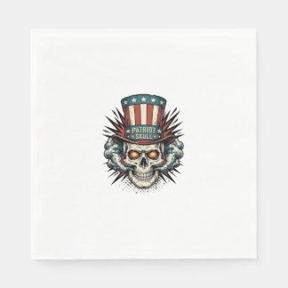 Vintage Patriotic Skull Top Hat T-Shirt Design_1 Napkin