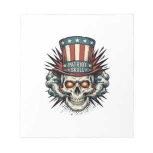 Vintage Patriotic Skull Top Hat T-Shirt Design_1 Notepad
