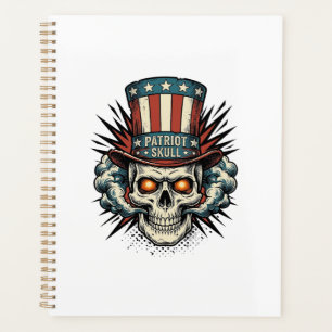 Vintage Patriotic Skull Top Hat T-Shirt Design_1 Planner