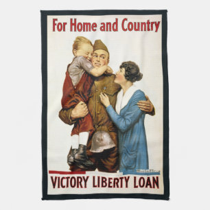 Vintage Patriotic Soldier for Victory Liberty Loan Tea Towel