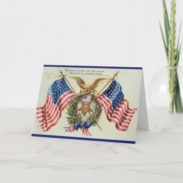 Vintage Patriotic Stars And Stripes Flag Card (Front)