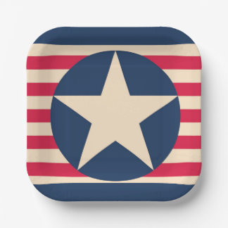 Vintage Patriotic Stars and Stripes Paper Plate