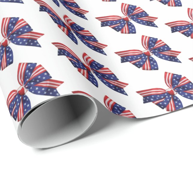 Vintage Patriotic Stars and Stripes Ribbon Wrapping Paper (Roll Corner)