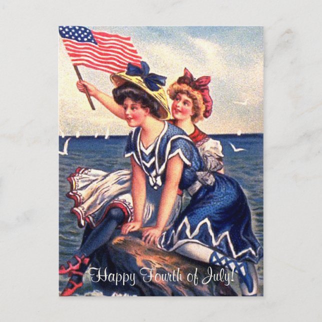Vintage Patriotic Swimmers Postcard (Front)