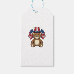 Vintage Patriotic Teddy Bear Vector Design_1 Gift Tags