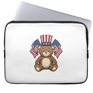 Vintage Patriotic Teddy Bear Vector Design_1 Laptop Sleeve