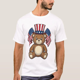 Vintage Patriotic Teddy Bear Vector Design_1 T-Shirt