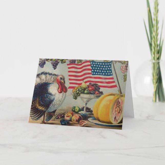 Vintage Patriotic Thanksgiving Greeting Card (Front)