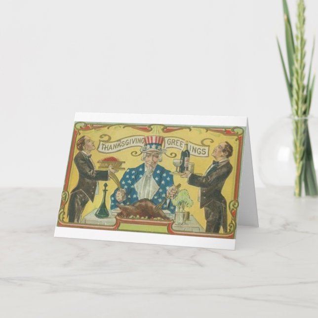 Vintage Patriotic Thanksgiving Greeting Card (Front)