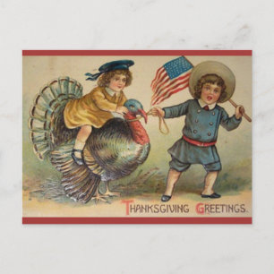 Vintage Patriotic Thanksgiving Postcard