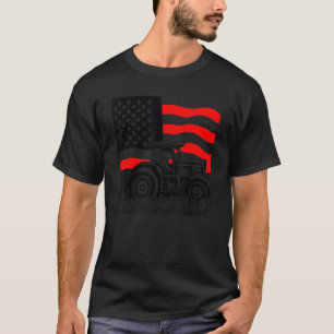 Vintage patriotic tractor on a farm  American flag T-Shirt