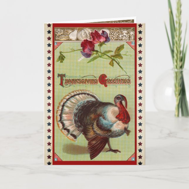 Vintage Patriotic Turkey | Thanksgiving Greeting Holiday Card (Front)