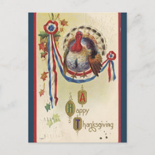 Vintage Patriotic Turkey Thanksgiving Postcard