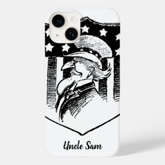 Vintage Patriotic Uncle Sam and American Flag Case-Mate iPhone 14 Case