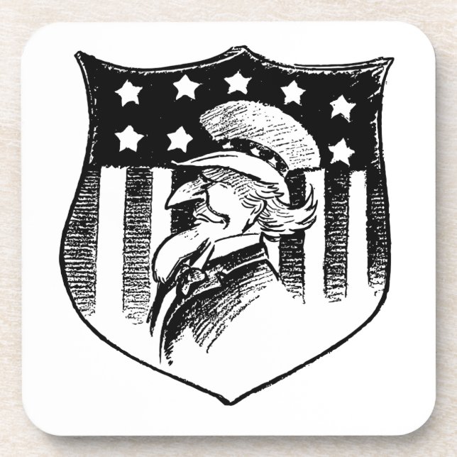 Vintage Patriotic Uncle Sam and American Flag Coaster (Front)