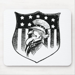 Vintage Patriotic Uncle Sam and American Flag Mouse Mat