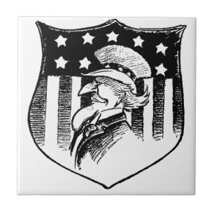 Vintage Patriotic Uncle Sam and American Flag Tile