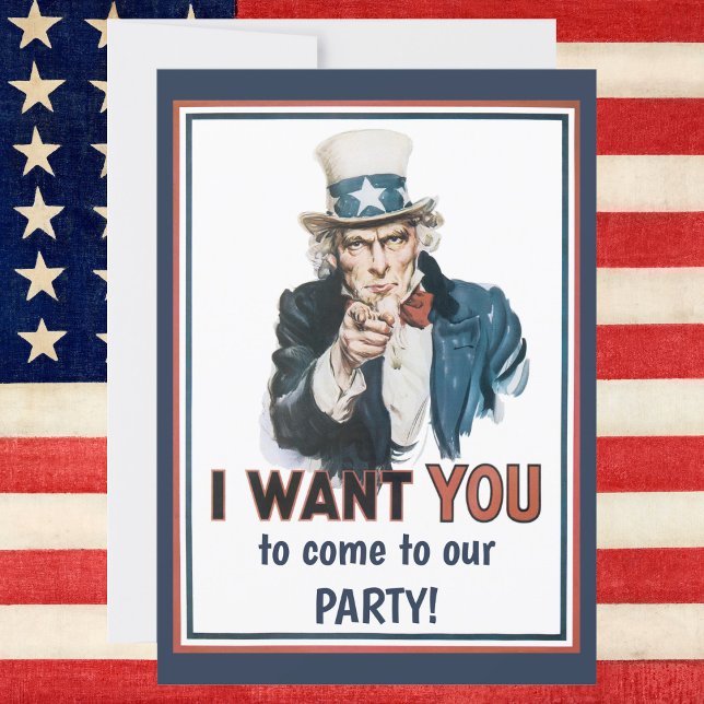 Vintage Patriotic Uncle Sam I Want YOU Invitation (Creator Uploaded)