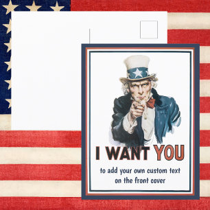 Vintage Patriotic Uncle Sam I Want YOU Postcard