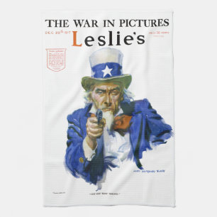 Vintage Patriotic Uncle Sam Magazine Cover Art Tea Towel