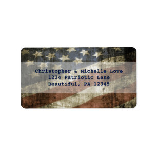 Vintage Patriotic United States Flag Address Label