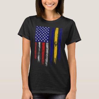 Vintage Patriotic Usa Barbados Flag Distressed T-Shirt