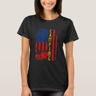Vintage Patriotic Usa Camping American Flag Camper T-Shirt