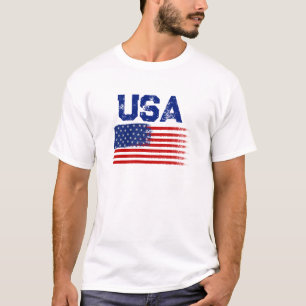 Vintage Patriotic USA Flag Graphic T-Shirt