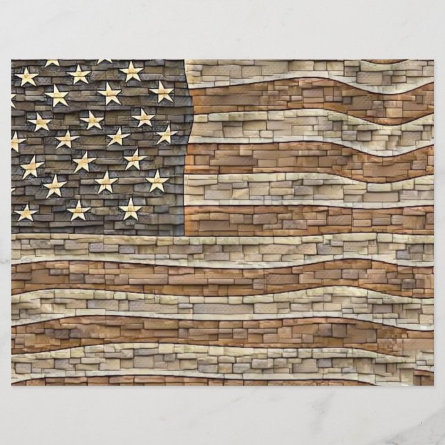 Vintage Patriotic USA Flag on Stone Wall (Front)