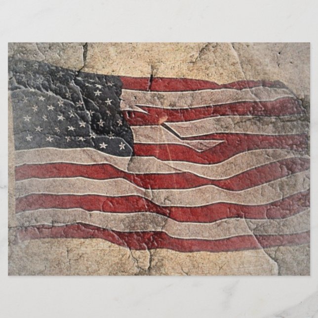 Vintage Patriotic USA Flag on Stone Wall (Front)