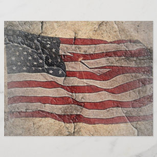Vintage Patriotic USA Flag on Stone Wall