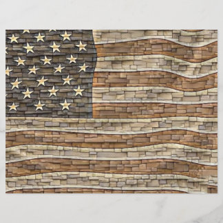 Vintage Patriotic USA Flag on Stone Wall