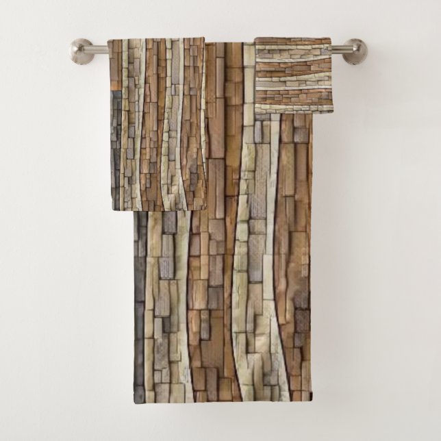 Vintage Patriotic USA Flag on Stone Wall Bath Towel Set (Insitu)