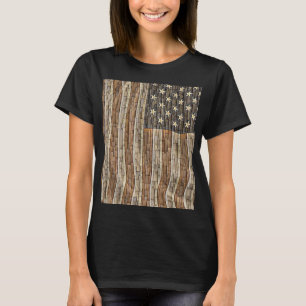 Vintage Patriotic USA Flag on Stone Wall T-Shirt