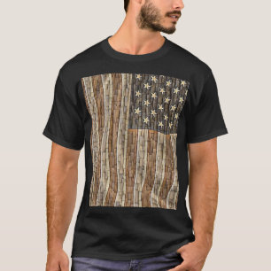 Vintage Patriotic USA Flag on Stone Wall T-Shirt