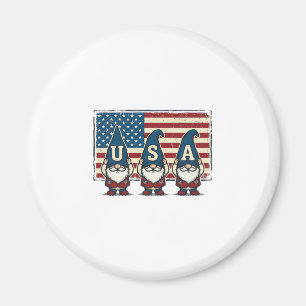 Vintage Patriotic USA Gnomes White Shirt Design_1 Magnet
