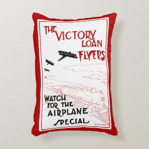 Vintage Patriotic, Victory Loan Flyers Aeroplanes Decorative Cushion