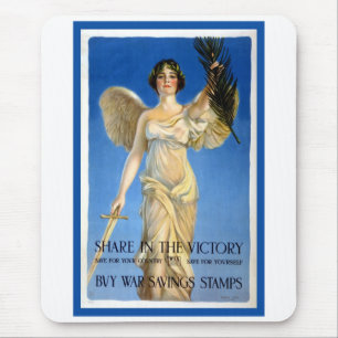 Vintage Patriotic Woman Angel, Buy War Bonds Mouse Mat