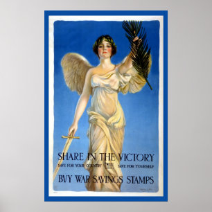 Vintage Patriotic Woman Angel, Buy War Bonds Poster