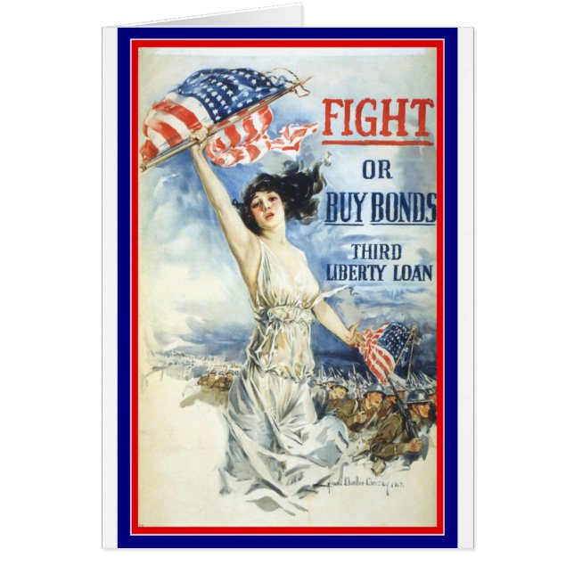 Vintage Patriotic Woman w American Flag Poster Art (Front)