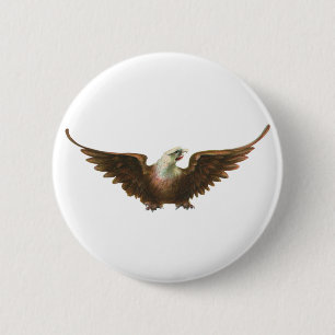 Vintage Patriotism American Bald Eagle Bird Flying 6 Cm Round Badge