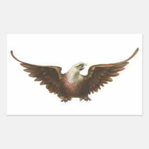 Vintage Patriotism American Bald Eagle Bird Flying Rectangular Sticker