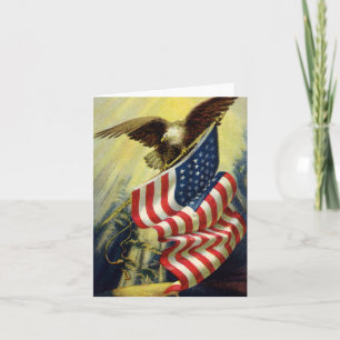 Vintage Patriotism, Patriotic Eagle American Flag Card