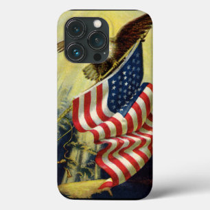 Vintage Patriotism, Patriotic Eagle American Flag iPhone 13 Pro Case