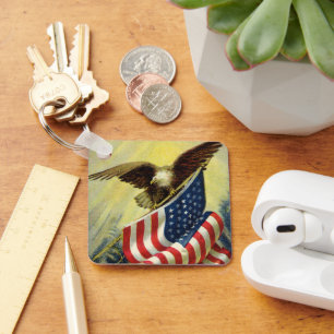 Vintage Patriotism, Patriotic Eagle American Flag Key Ring